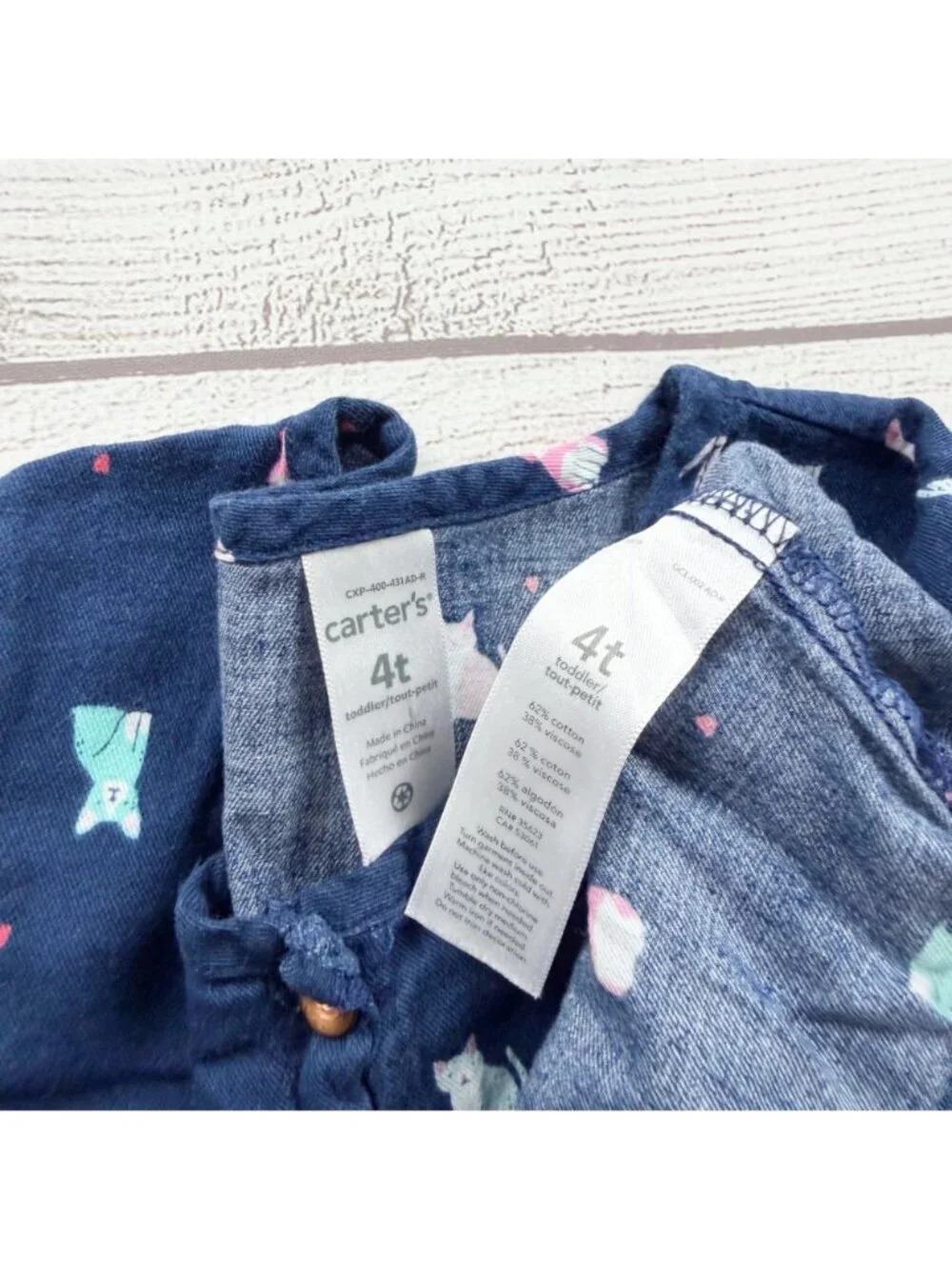 Carter's Toddler Girls Long Sleeve Navy Animal Print Dress 4T